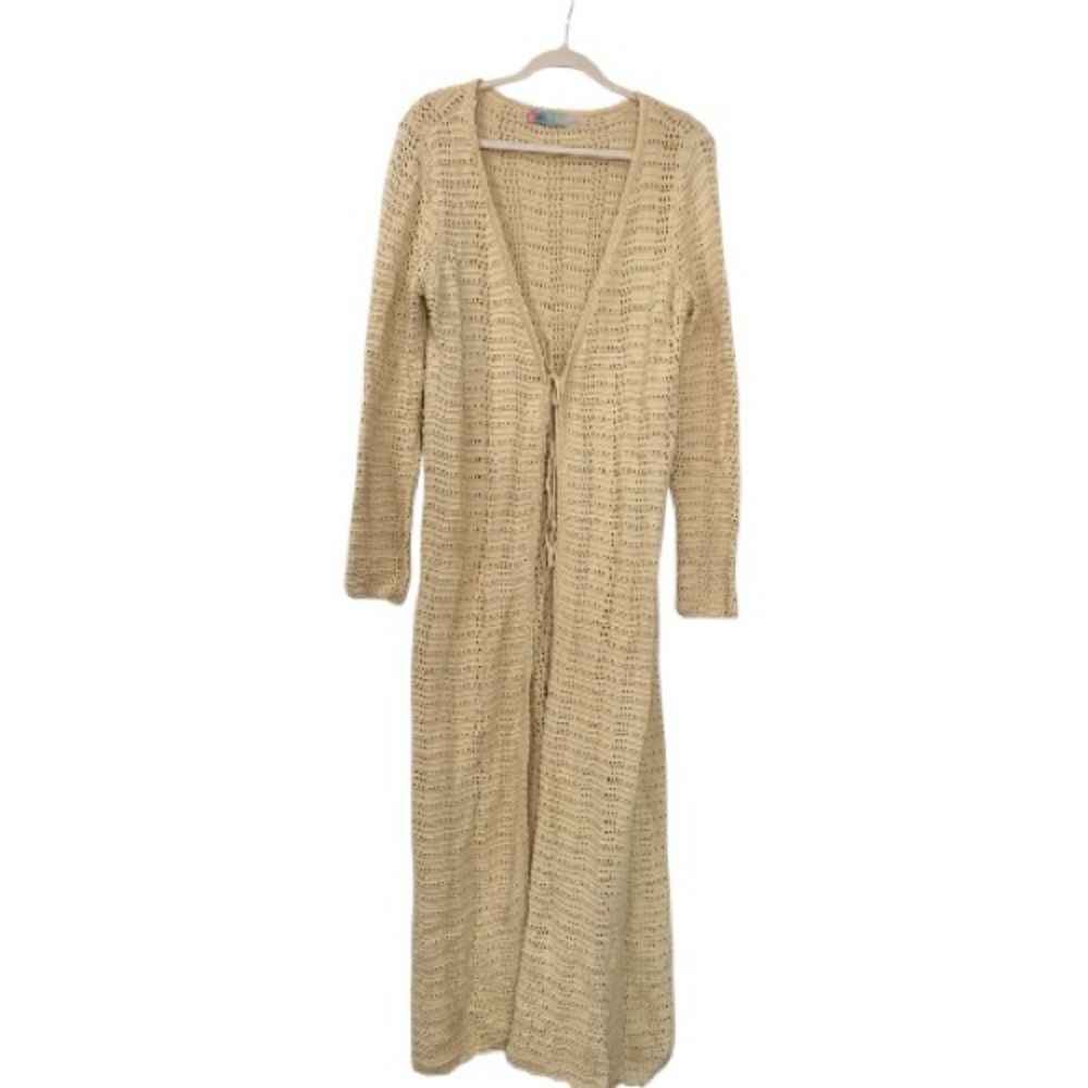 Free People Beach Duster Swim Cover Sz M Resort Maxi Landry Fauxchet Sweater - Picture 3 of 9